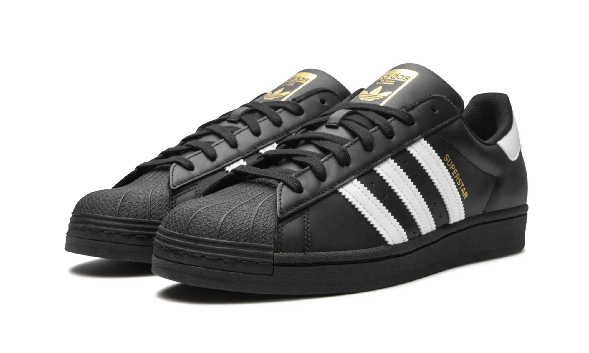 adidas Superstar Core Black White Gold Metallic — vue 3